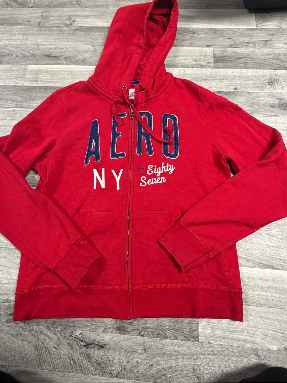 Aeropostale Red Full-Zip NY Hoodie with Embroidered Logo